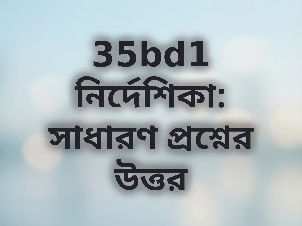 35bd1 নির্দেশিকা: সাধারণ প্রশ্নের উত্তর